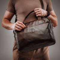 Чоловічий портфель XL з натуральної шкіри (VS008Б) коричневий