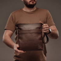Чоловіча шкіряна сумка через плече (VS013) коричнева
