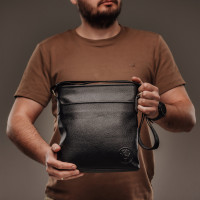 Чоловіча шкіряна сумка через плече (VS013) чорна