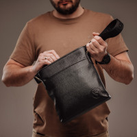 Чоловіча шкіряна сумка через плече (VS013) чорна