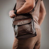 Чоловіча шкіряна сумка з ручкою (VS015) коричнева
