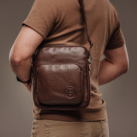 Чоловіча шкіряна сумка через плече (VS022) коричнева