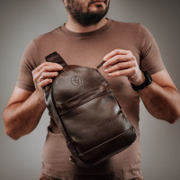 Чоловічий шкіряний рюкзак (VS024) коричневий