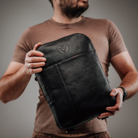 Чоловічий шкіряний рюкзак (VS040) чорний