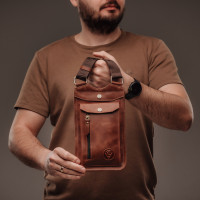Чоловіча шкіряна сумка через плече (VS050) руда матова