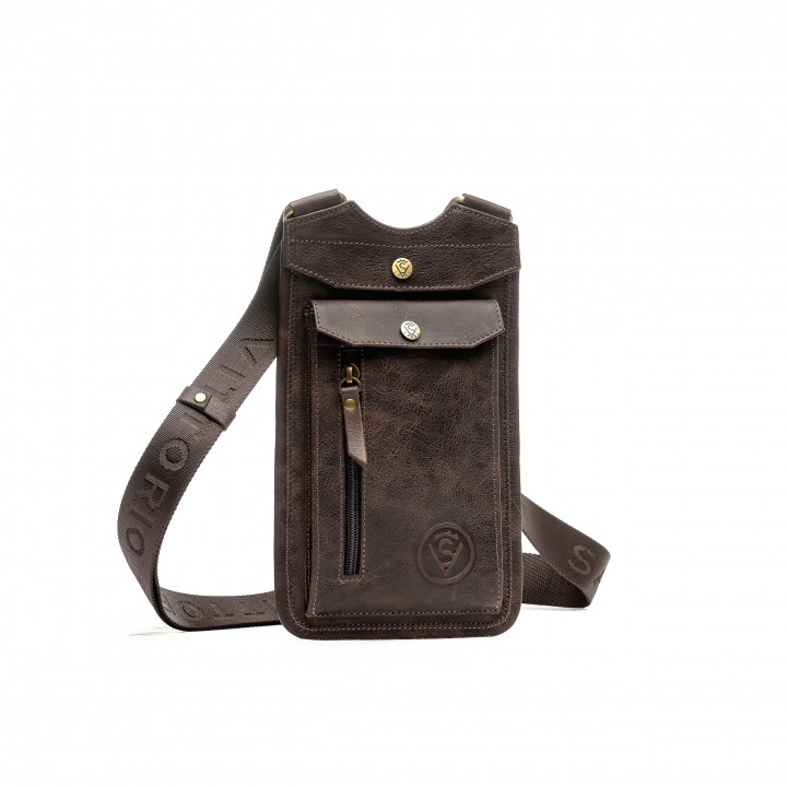 Чоловіча шкіряна сумка через плече (VS050) коричнева матова