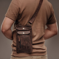 Чоловіча шкіряна сумка через плече (VS050) коричнева матова