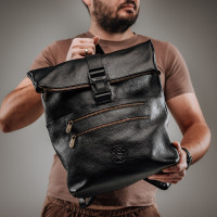 Чоловічий шкіряний рюкзак (VS056) чорний