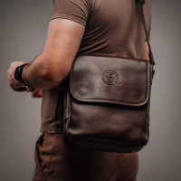 Чоловіча шкіряна сумка через плече (VS057Б) коричнева