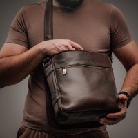 Чоловіча шкіряна сумка через плече (VS057Б) коричнева