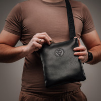 Чоловіча шкіряна сумка через плече (VS059) чорна