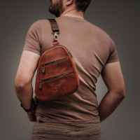 Чоловіча шкіряна сумка через плече (VS080) руда матова