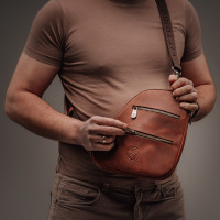 Чоловіча шкіряна сумка через плече (VS080) руда матова