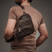 Чоловіча шкіряна сумка через плече (VS080) коричнева матова