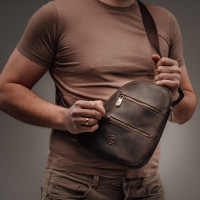 Чоловіча шкіряна сумка через плече (VS080) коричнева матова