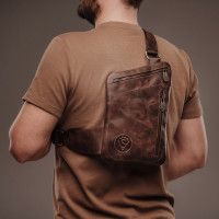 Чоловіча шкіряна сумка через плече (VS085) коричнева матова