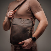 Чоловіча шкіряна сумка через плече (VS091) коричнева матова