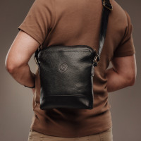 Чоловіча шкіряна сумка через плече (VS092) чорна