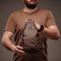 Чоловіча шкіряна сумка через плече (VS095) коричнева матова