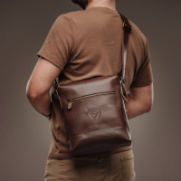 Чоловіча шкіряна сумка через плече (VS097) коричнева