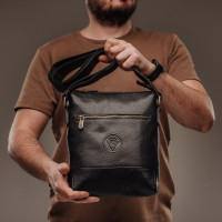 Чоловіча шкіряна сумка через плече (VS097) чорна