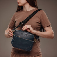 Шкіряна сумка через плече (VS125) синя