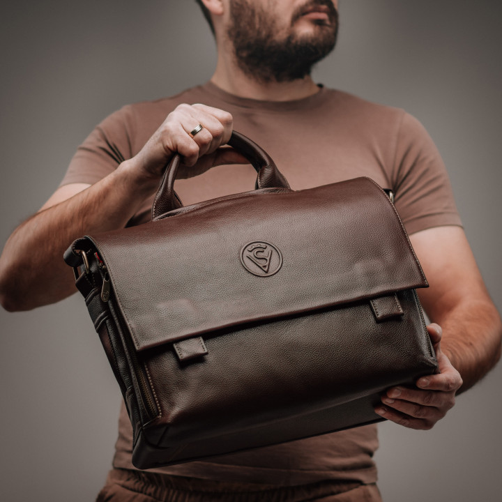 Чоловічий портфель з натуральної шкіри (VS154) коричневий