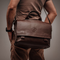 Чоловічий портфель з натуральної шкіри (VS154) коричневий