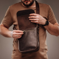 Чоловіча шкіряна сумка через плече (VS214) коричнева
