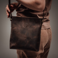 Чоловіча шкіряна сумка через плече (VS236) коричнева матова