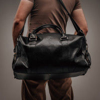 Велика шкіряна дорожня сумка (VS130) чорна
