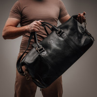 Велика шкіряна дорожня сумка (VS130) чорна